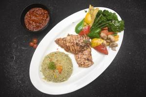 Grilled Fish Steak (sole) With Parley Rice & Sautee Vegetables