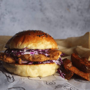 Spicy Fried Chicken Steak in a Bun