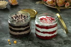 Red Velvet Jar Cake + Chocolate Chip Jar Cake
