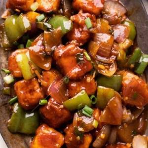 Chilly Paneer Rice Greavy