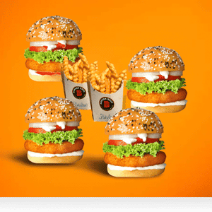 4 Crispy Chicken Burger With 2 Fries [Medium]