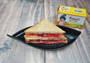 Bread butter jam sandwich