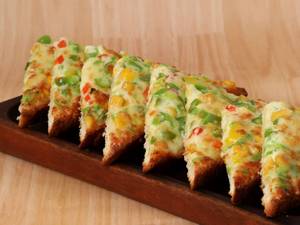 Cheese Corn Chilli Toast Sandwich Open Style