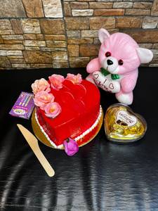 Heart Shape Strawberry Cake Combo