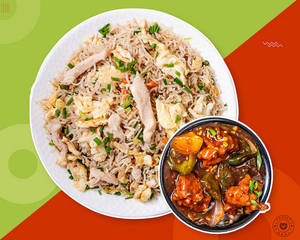 Egg Chicken Fried Rice And Chilli Chicken