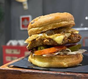 Fiery Chicken Burger + French Fries +  Caramel Frappe