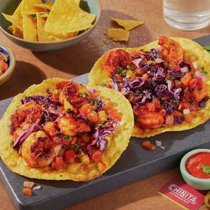 Pan-Seared Prawns Tostadas