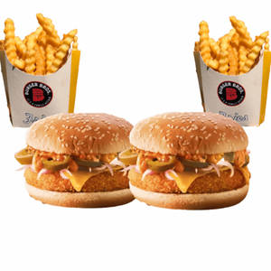 2 American Cheese Veg Supreme Burger With 2 Peri Peri Fries
