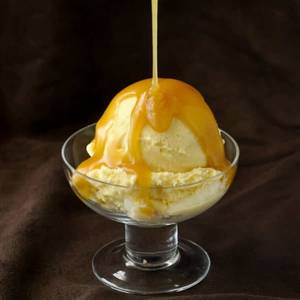 Mango Pulp Over Vanilla Ice Cream