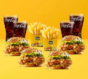 4 Peri Peri Zinger Chicken Burger + 2 Salted Fries + 4 Pepsi (250Ml)