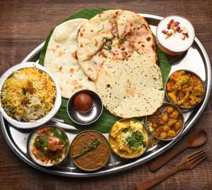 Maharaja Thali + Sweet Lassi (Half)