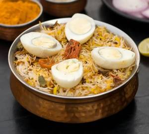 Chicken egg biryani with chicken chaap