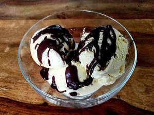 Chocolate Sauce Over Vanilla Ice Cream