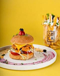 Special Kurkere Paneer Schezwan Burger