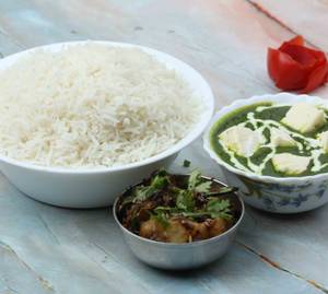 Basmati Rice With Palak Paneer And Aloo Jeera Combo