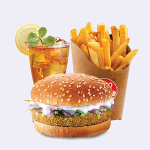 Corn N' Spinach Burger + French Fries + Drink