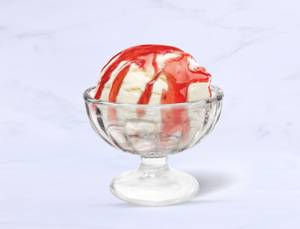 Vanilla with strawberry Sauce