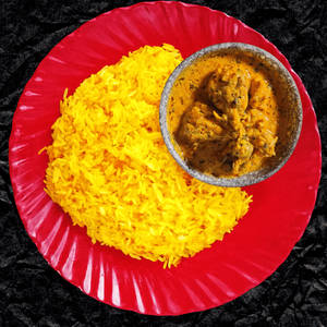 Basanti Pulao + Chicken Malai Curry