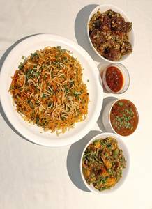 Veg manchurian dry+ paneer chilly dry + triple schezwan rice