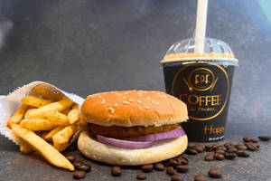 Crispy Burger +french Fries (s) + Cold Coffee (s)