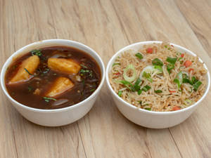 Fried Rice with Paneer Chilli Gravy