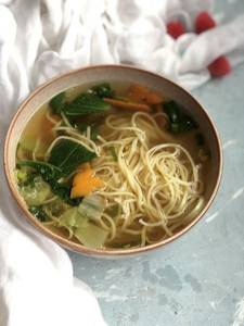 Clear Vegetable And Noodle Soup