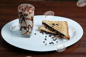 Chocolate Sandwich And Chocolate Milkshake