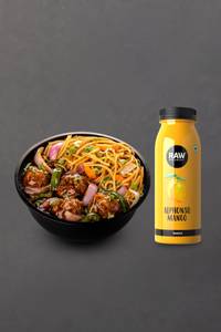 Veg Manchurian with choice of Noodles + Juice
