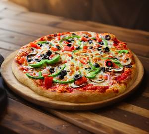 Onion Capsicum And Black Olive Cheese Pizza