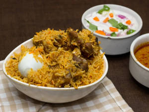 Beef biryani with beef boti fry