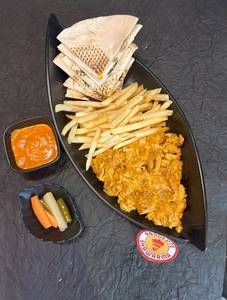 Mexican Shawarma On Plate With Fries 