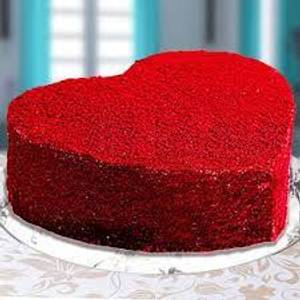 Velvet heart shape cake-675 gms (with egg)