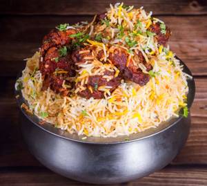 Chicken Lollipop Biryani (50% meat, 50% rice)