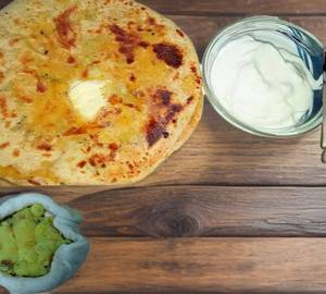 2 Desi ghee Aloo Paratha++butter+pickle