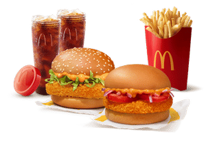 McSpicy Paneer Burger + McAloo Tikki Burger + Fries (L) + 2 Coke