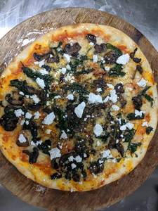 Sauteed Spinach And Mushroom With Feta Pizza