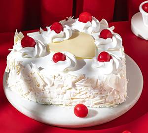 Heart Shaped White Forest Cake