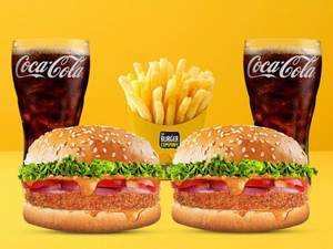 2 Tandoori Chicken Burger + Salted Fries + 2  Pepsi (250Ml)