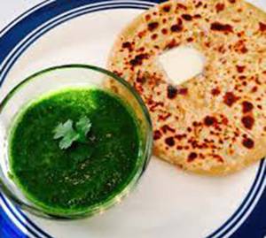 Aloo Pyaz Paratha (2pcs) + Achar + Green Chatney