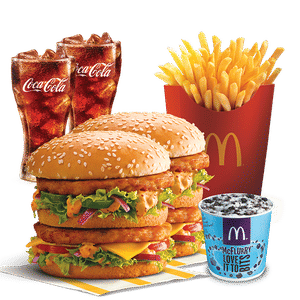 2 Chicken Maharaja Mac Burger + 2 Coke + Fries (L) + McFlurry Oreo (M)