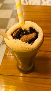 Cold coffee with ice cream chocolate