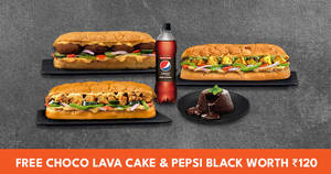 Any 3 Sandwiches [FREE Chocolava Cake & Pepsi]