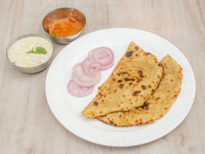 2 Aloo Paratha With Dahi And Home Made Pickle
