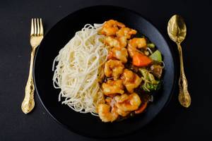 Prawns Steamed Noodles Cantonese Style