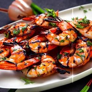 Grilled prawns in bbq sauce                        