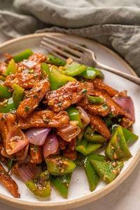 Baby Corn & Mushroom In Chilli Garlic Sauce - Dry