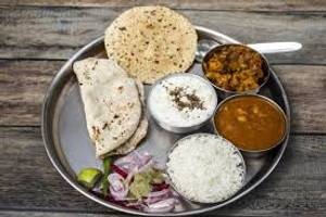 3 Butter chapathi + jeera chawal + shahi paneer sabji + curd + sweet + papad