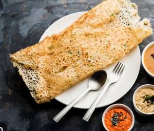 Onion Rava Dosa  (Served with 2 Chutneys+sambar)