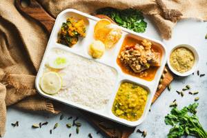Fusion Pork With Bamboo Shoot Rice Thali