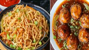 Veg Noodles + Veg Manchurian 